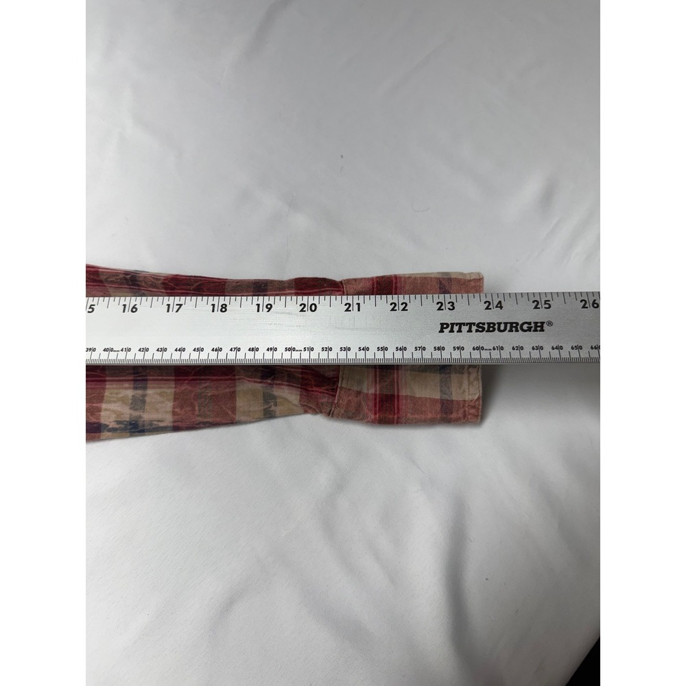 Rue21 Womens XL Red Tan Plaid Western Snap Front Frayed Hem Cotton Shirt - Picture 9 of 9